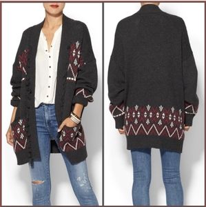 Women's Gray Patterned Sweater Cardigan